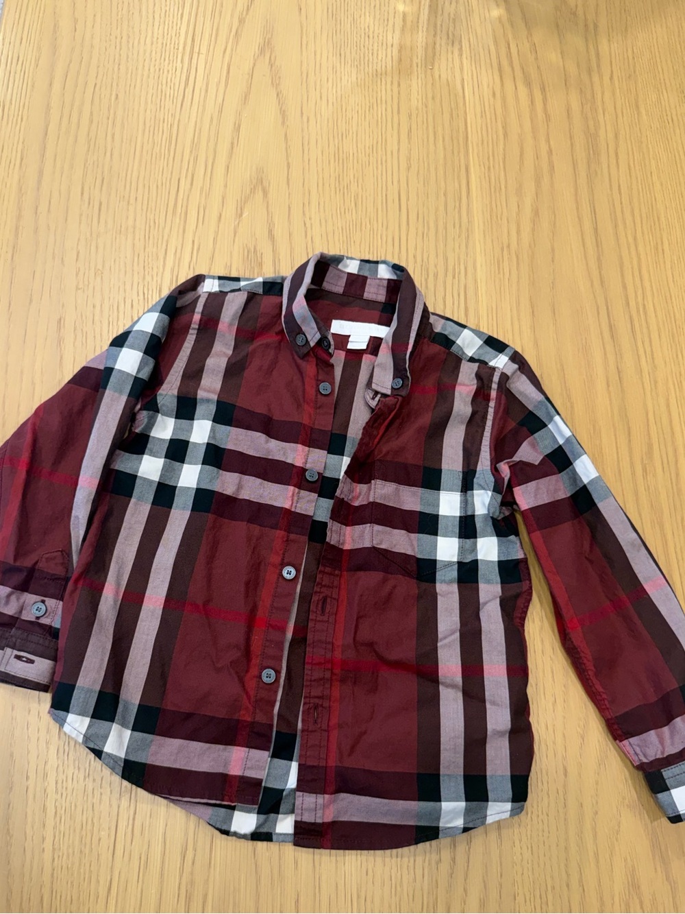 Burberry Burgundy and Black Plaid Shirt